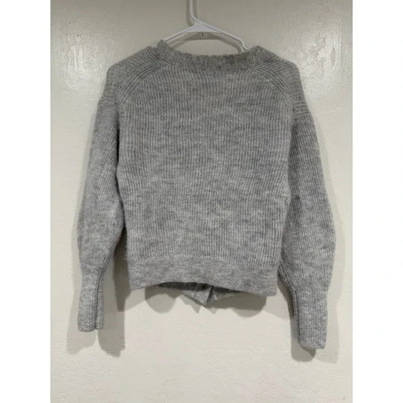 Quince Alpaca Wool Blend Ribbed Cardigan Sweater Light Gray Size Medium - Picture 3 of 6